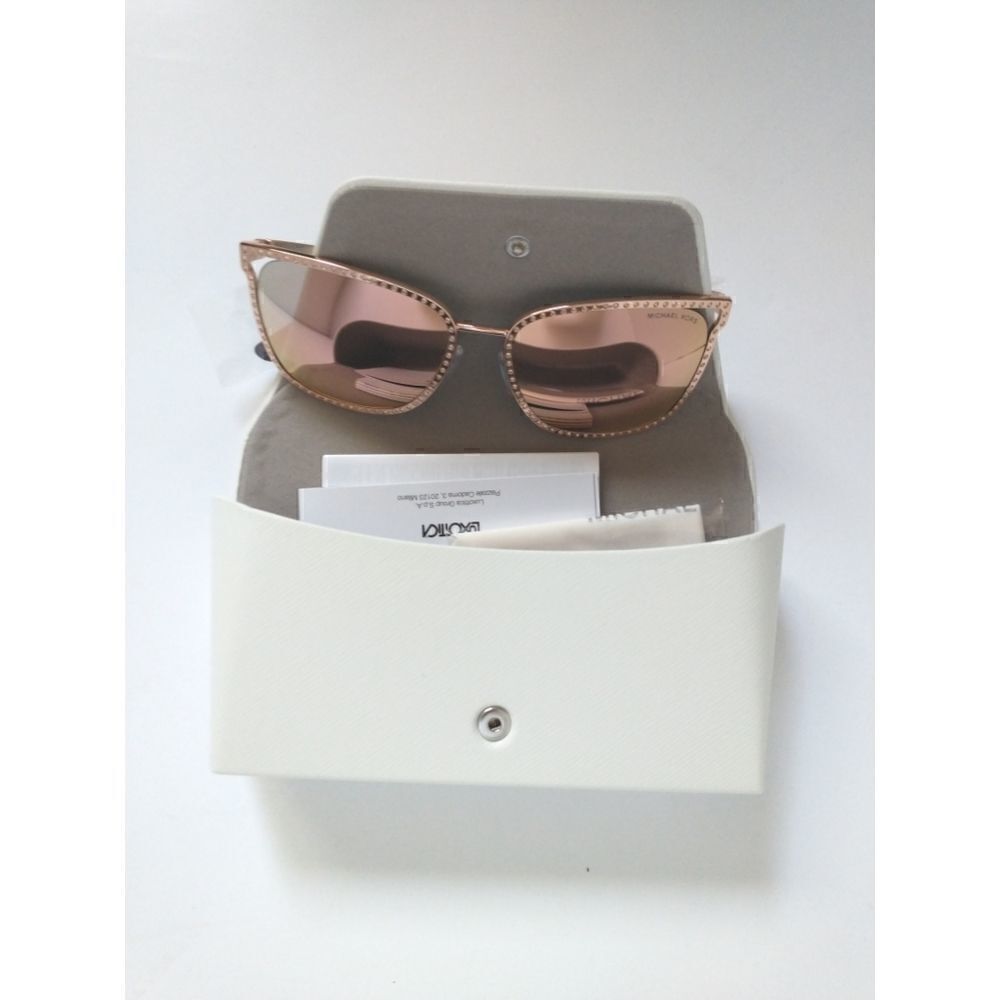 New! MICHAEL KORS Women's Stockholm Mirror Square Sunglasses With Case Rose Gold - Picture 4 of 13
